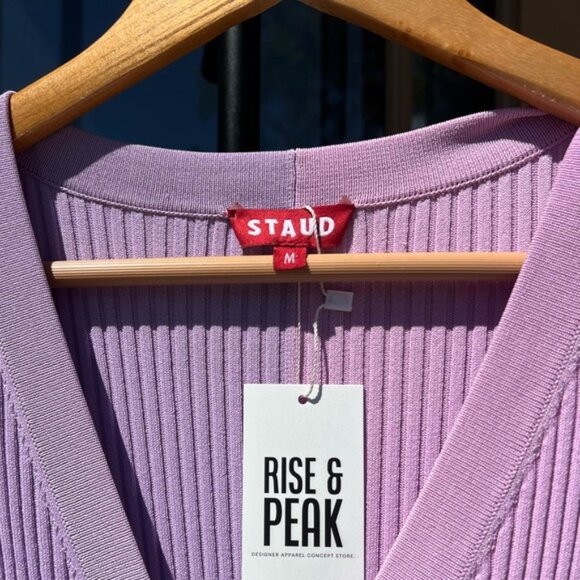 STAUD Shoko Sweater Lavender Ribbed Dress - Picture 3 of 5